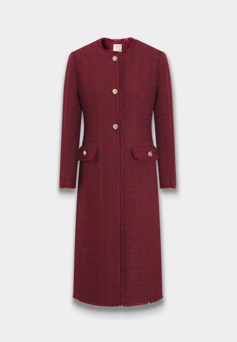 Bordeaux Bijou Tweed Coat