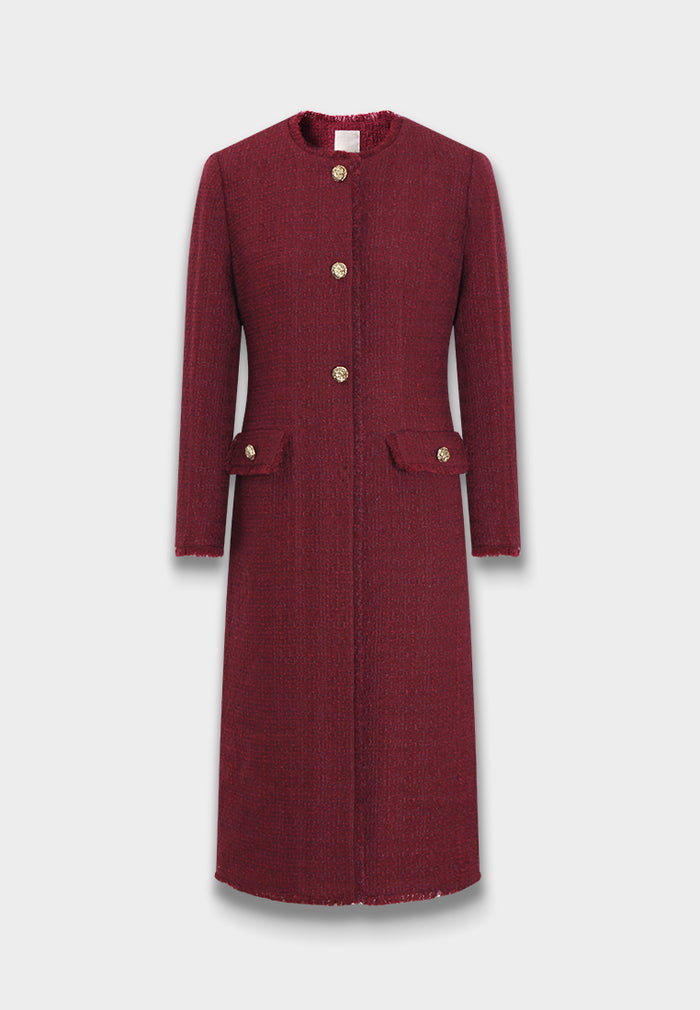 Bordeaux Bijou Tweed Coat