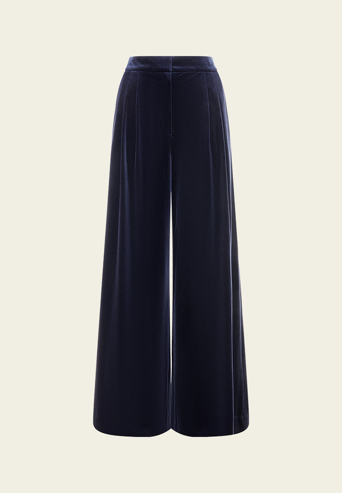 Velvet Wide-leg Elasticated Pants