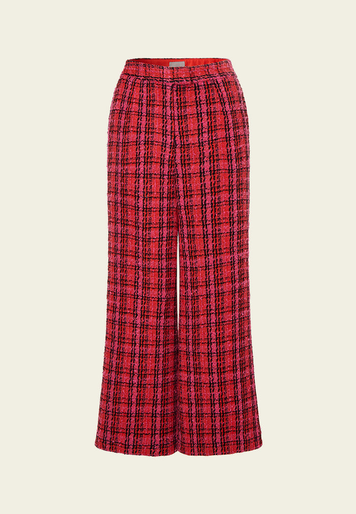 Flared Checker Tweed Trousers