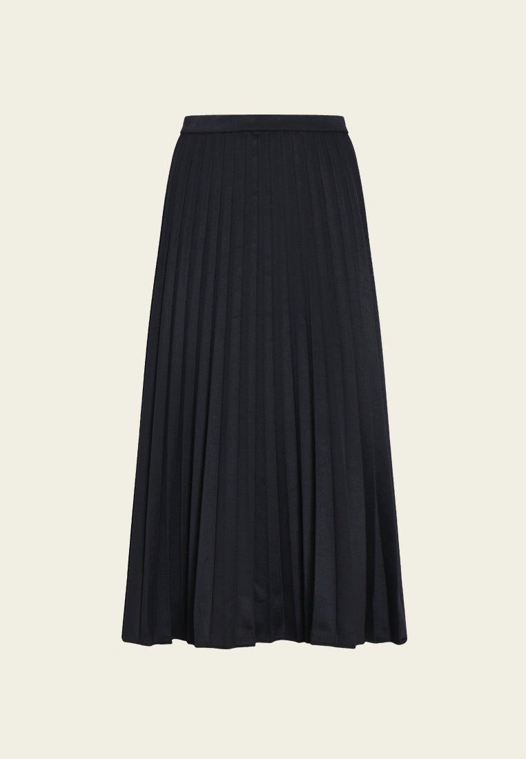 Plissé Noir Midi Skirt