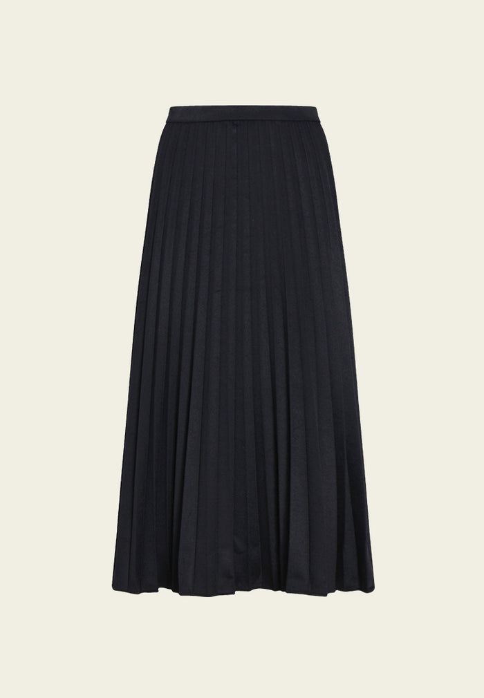 Plissé Noir Midi Skirt
