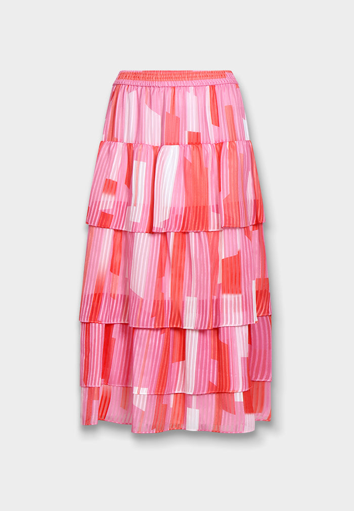 Fuchsia Flux Tiered Skirt