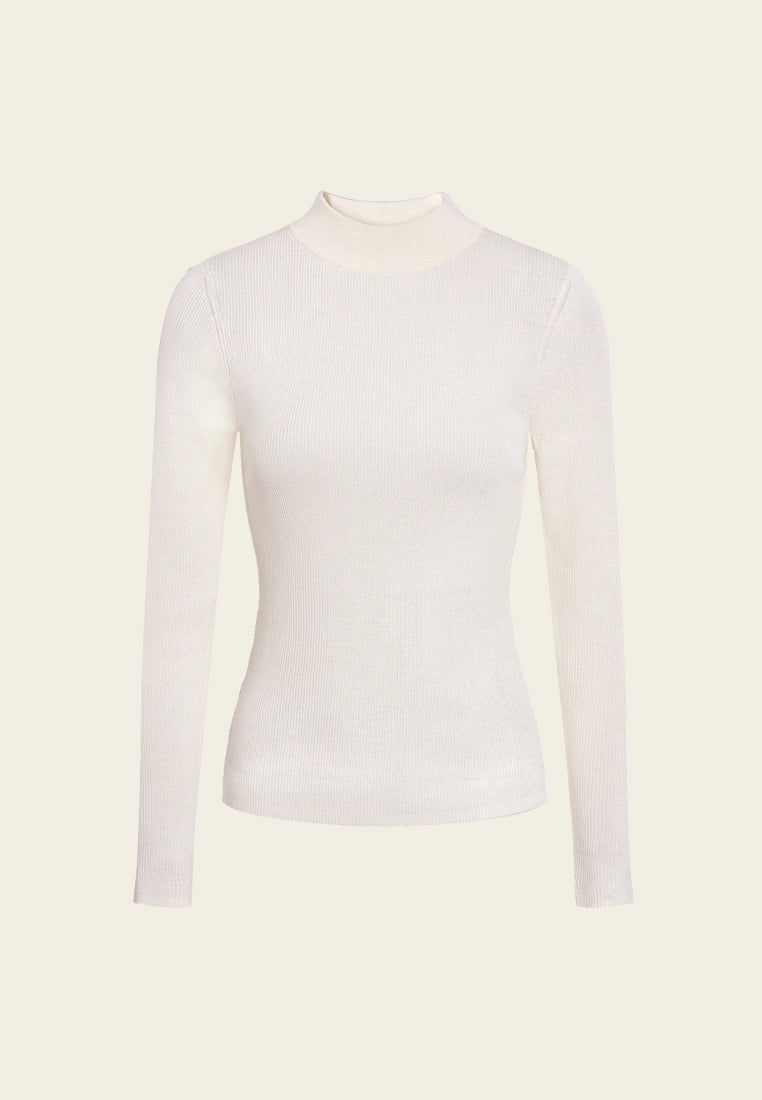 Ribbed Turtleneck Knit Sweater