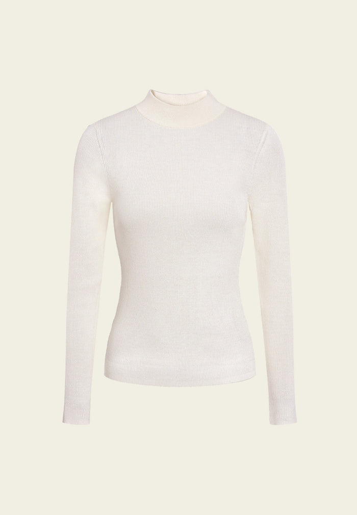 Ribbed Turtleneck Knit Sweater