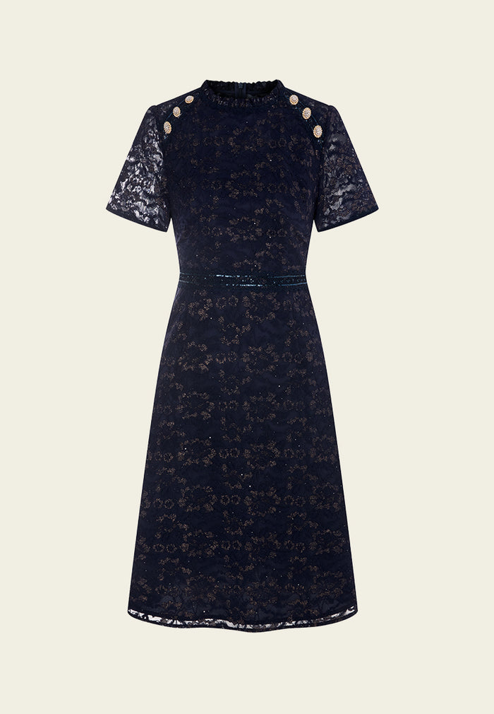 Cheung Sham Style Embellished Lace Dress