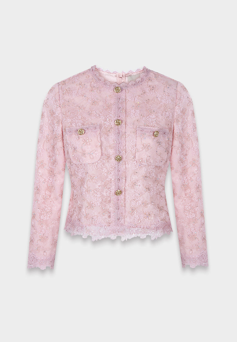 Rose Lace Élegance Blouse