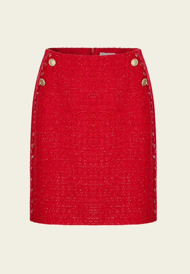 Slit Pocket Tweed Mini Skirt