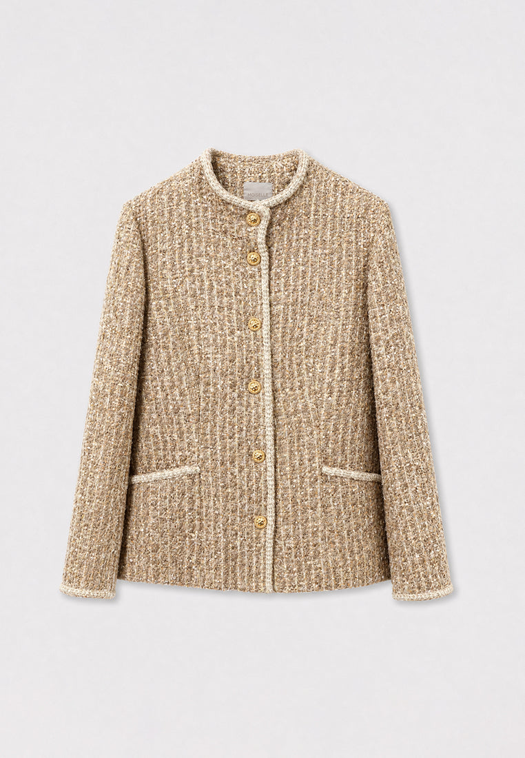 Beige Tweed Tresse Doré Jacket