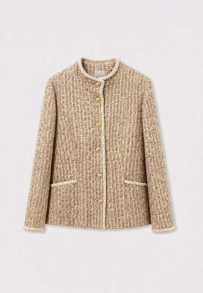 Beige Tweed Tresse Doré Jacket