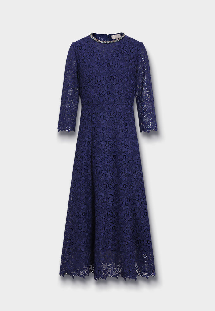 Robe en Dentelle Bleu Minuit