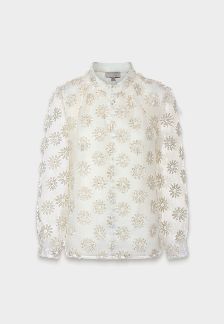 Ivory Daisy Embroidered Blouse