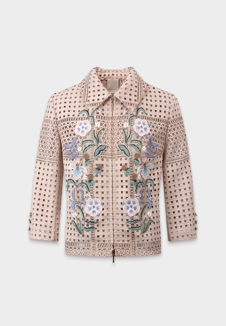 Beige Dentelle Fleuris Jacket