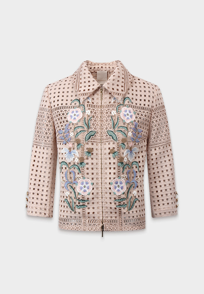 Beige Dentelle Fleuris Jacket