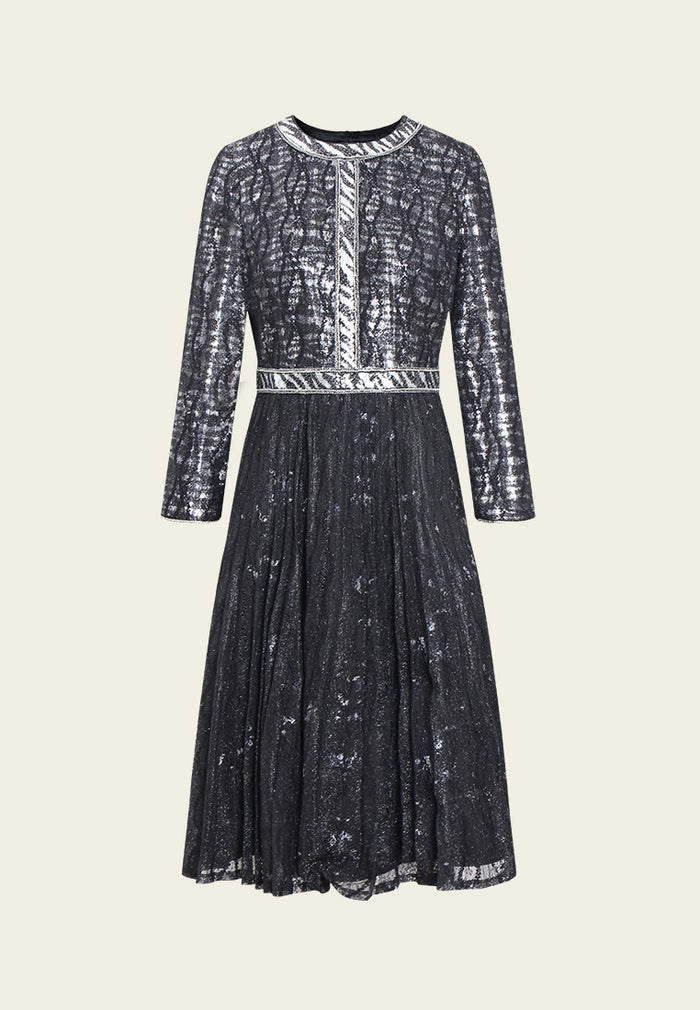 Noir Lumière Panel Midi Dress