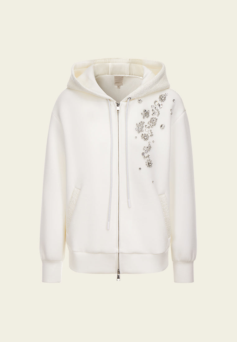 Hooded Patch-detail White Jacket