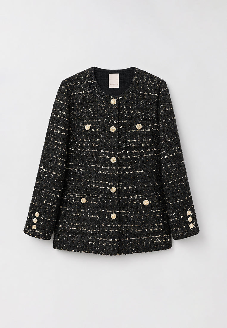 Noir Tweed Métal Doré Jacket