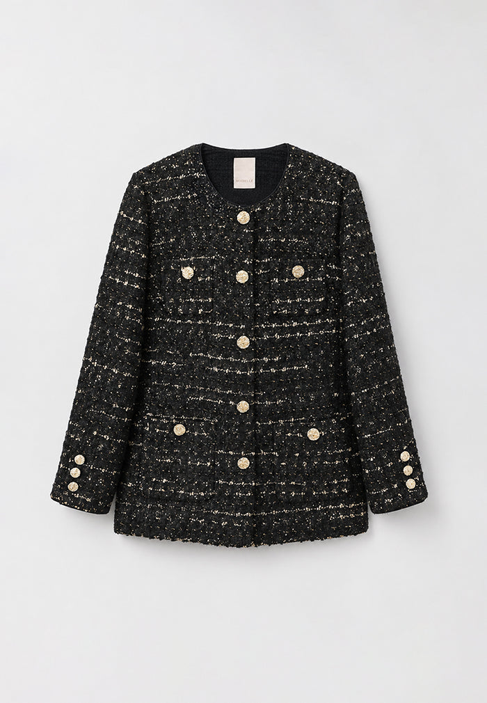 Noir Tweed Métal Doré Jacket