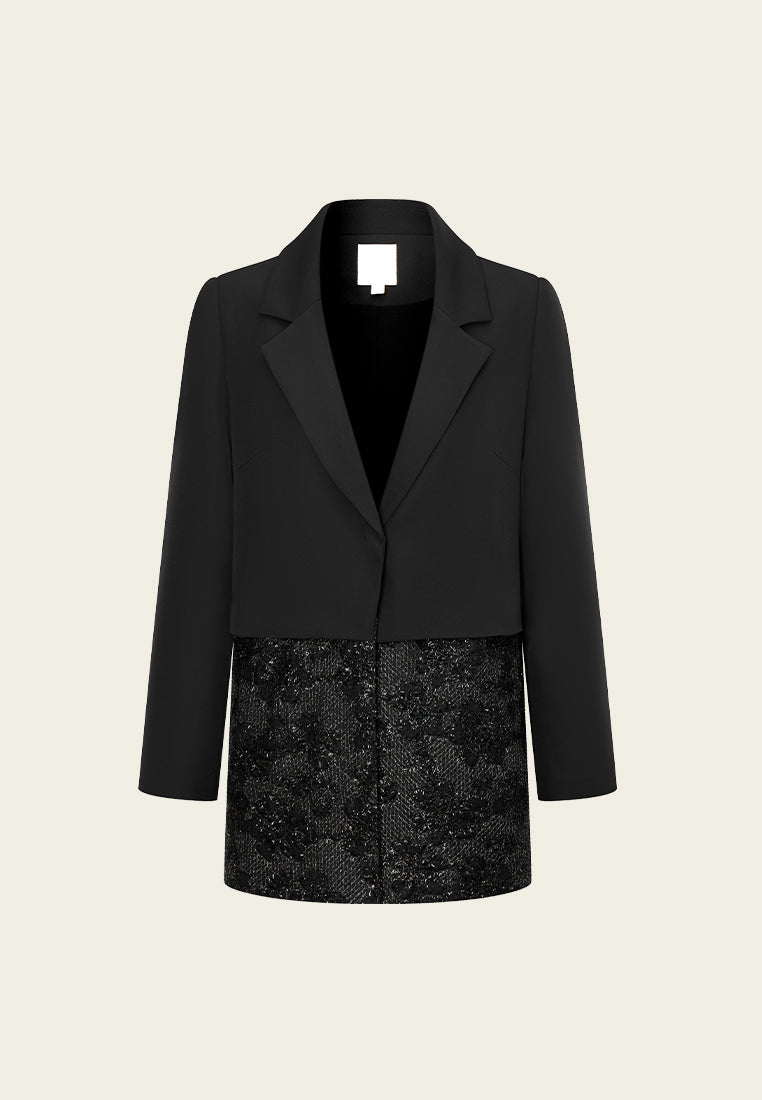 Detachable Layered Frayed Lurex Lace-detail Jacket