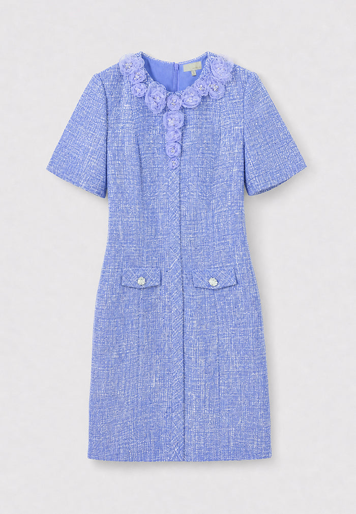 Lavande Tweed Fleuris Poésie Dress