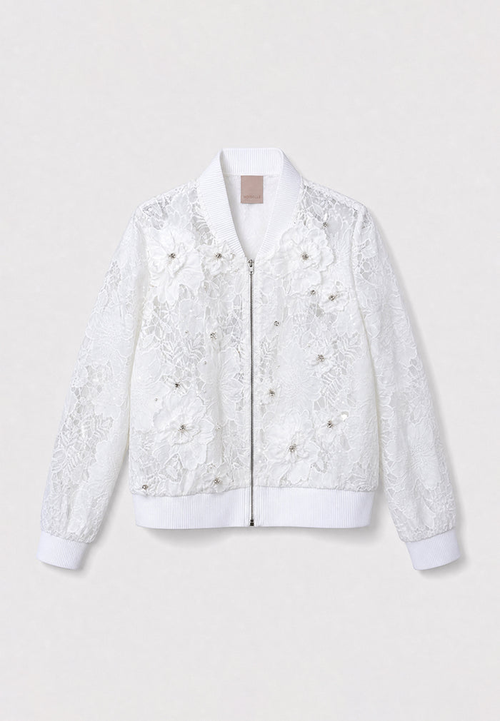 White Dentelle Perlé Charme Jacket