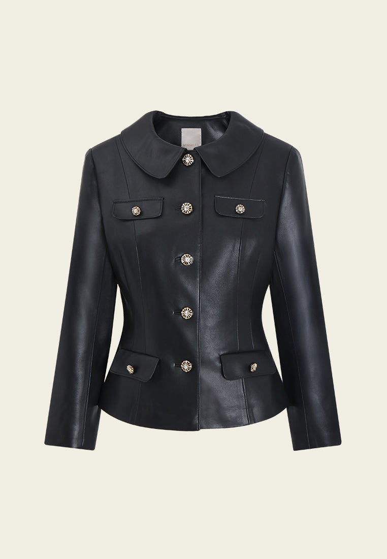 Velours Astra Buttoned Leather Jacket