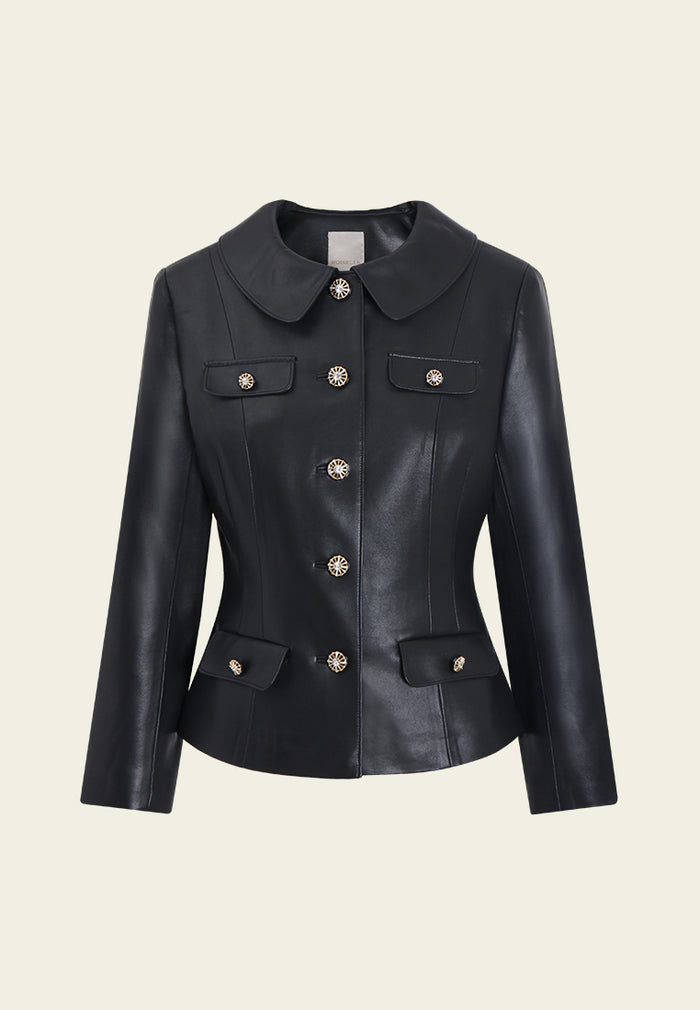 Velours Astra Buttoned Leather Jacket