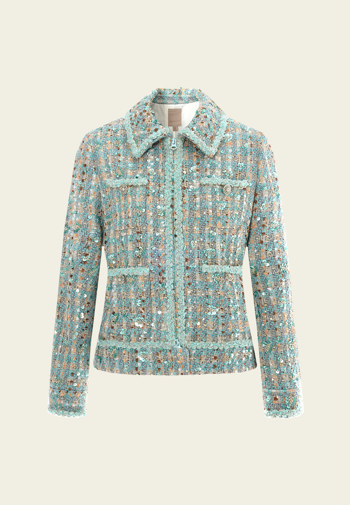 Contrast Checked Tweed Jacket