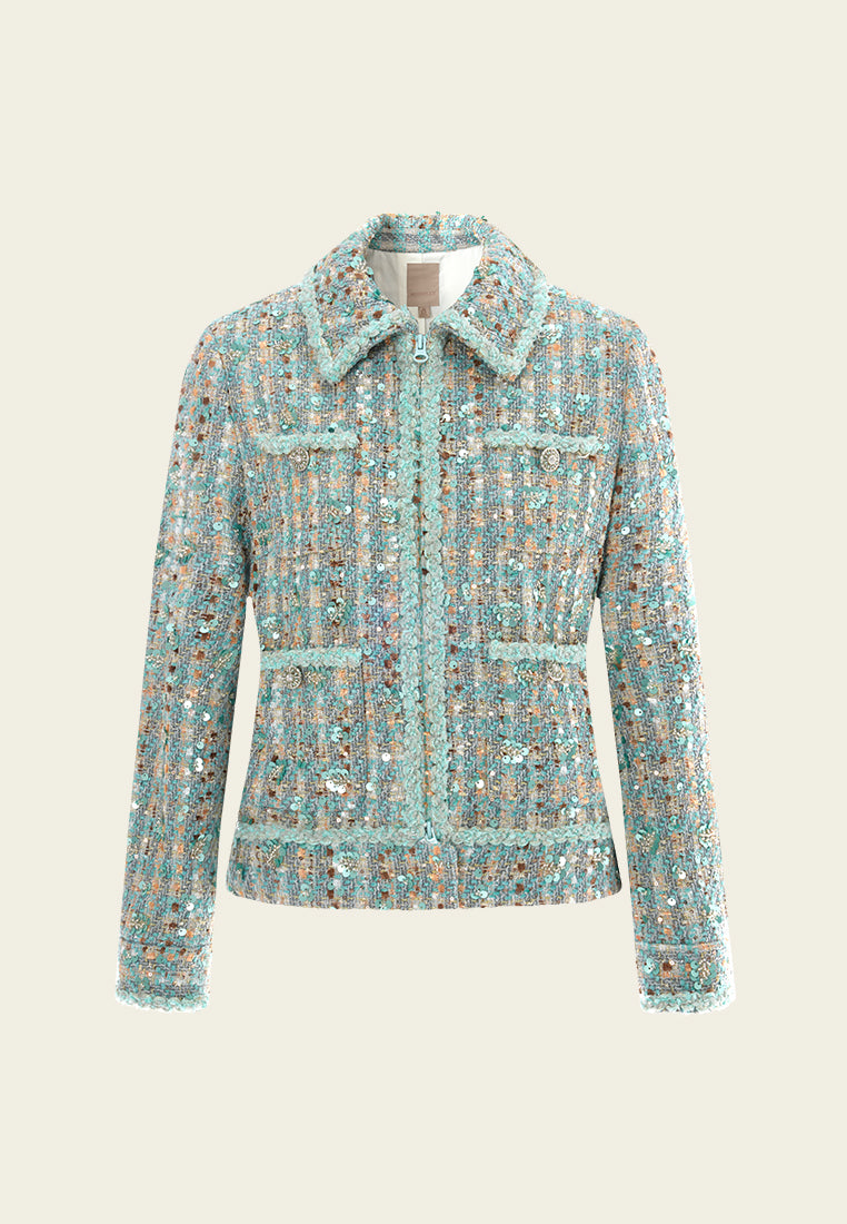 Contrast Checked Tweed Jacket