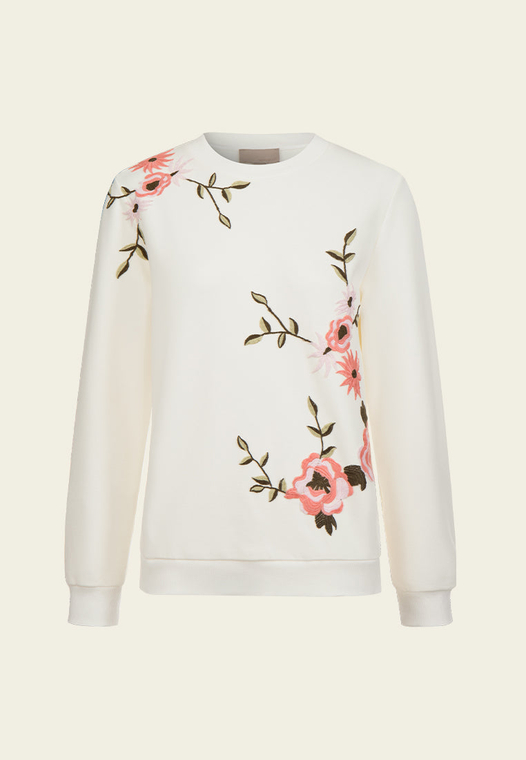 Floral-embroidered Jumper