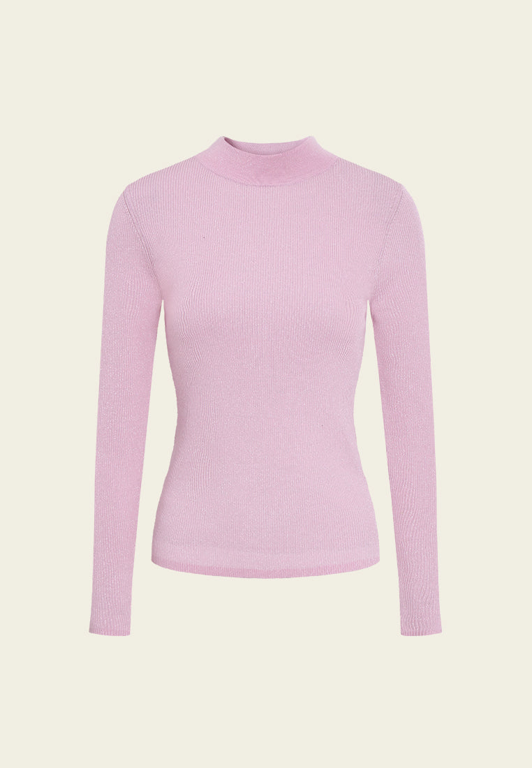 Ribbed Turtleneck Knit Sweater