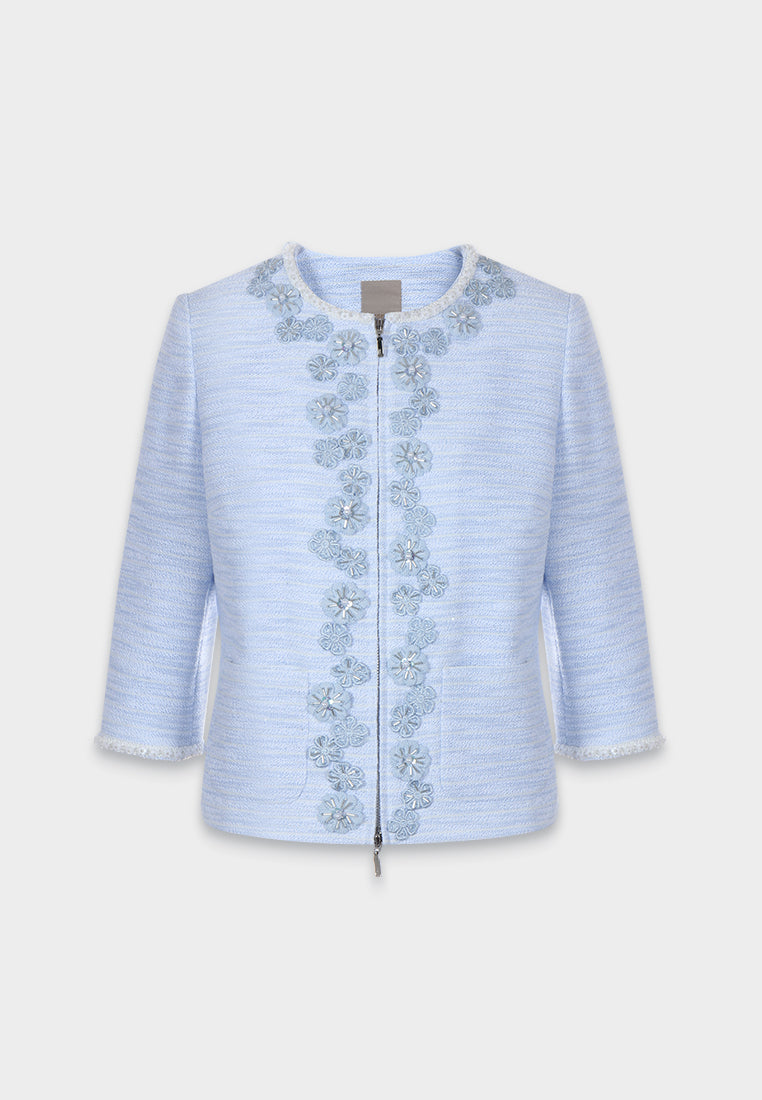 Azure Peony Embellished Jacket
