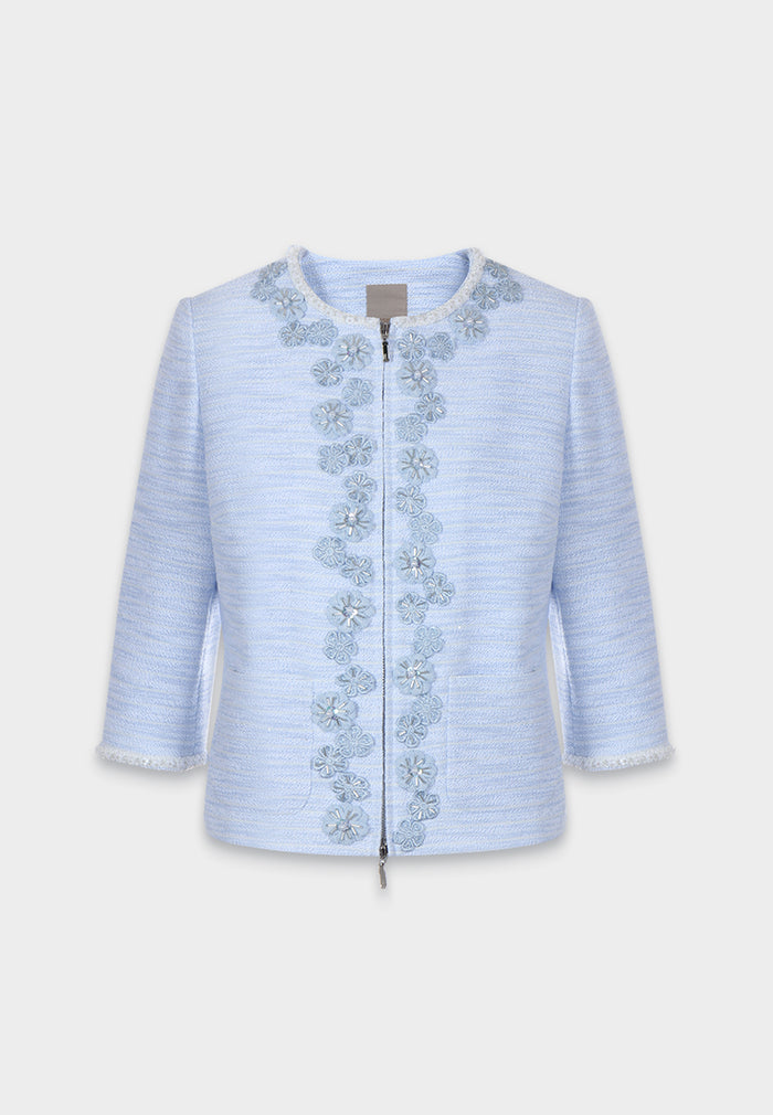 Azure Peony Embellished Jacket