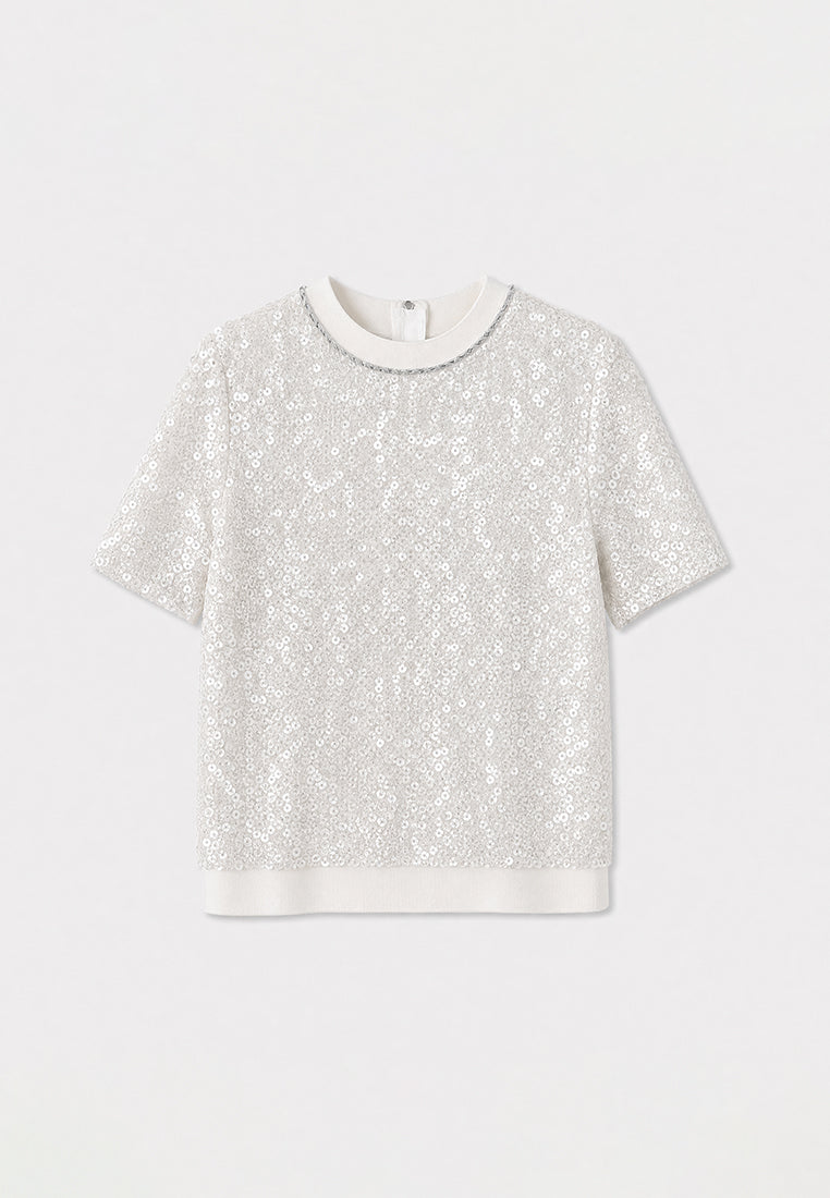 Blanc Étoilé Lumière Top