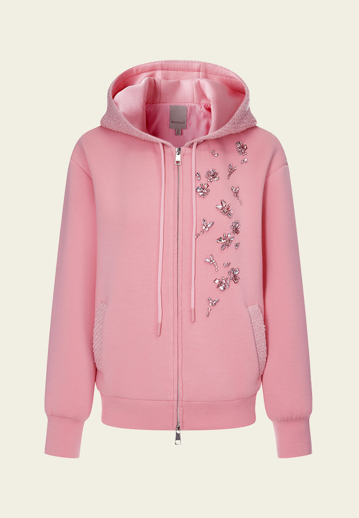 Crystal-embellished Patchwork Hoodie