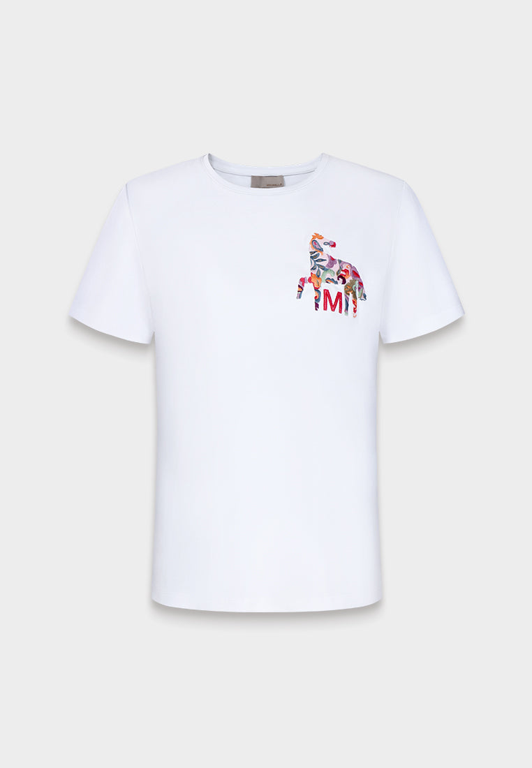 Floral Horse Embroidery T-Shirt