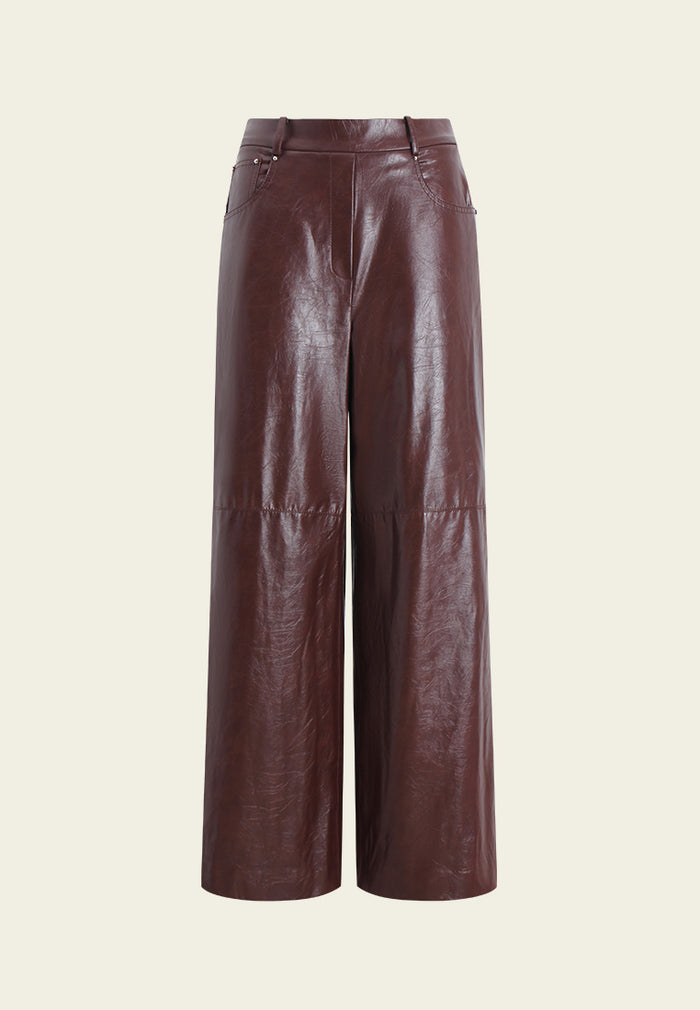 Noir Cuir Wide-Leg Trousers