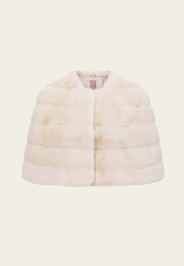 Knitted-panel Fur Cropped Cape