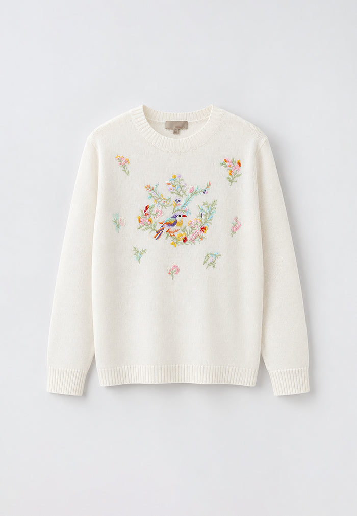 Jardin Enchanté Embroidered Cashmere Sweater