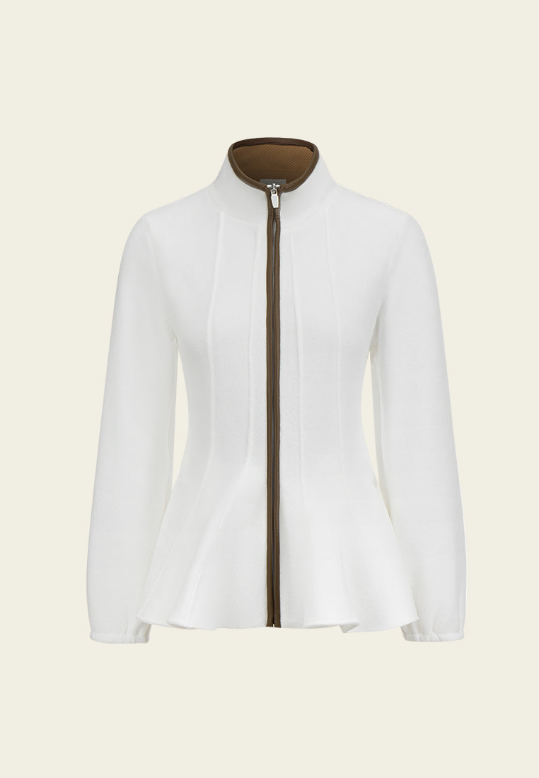 MOISELLE Zip-fastening Faux-leather Trim Fishtail-hem jacket