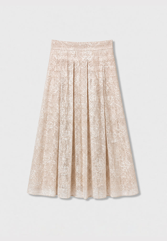 Beige Florale Élégance Skirt