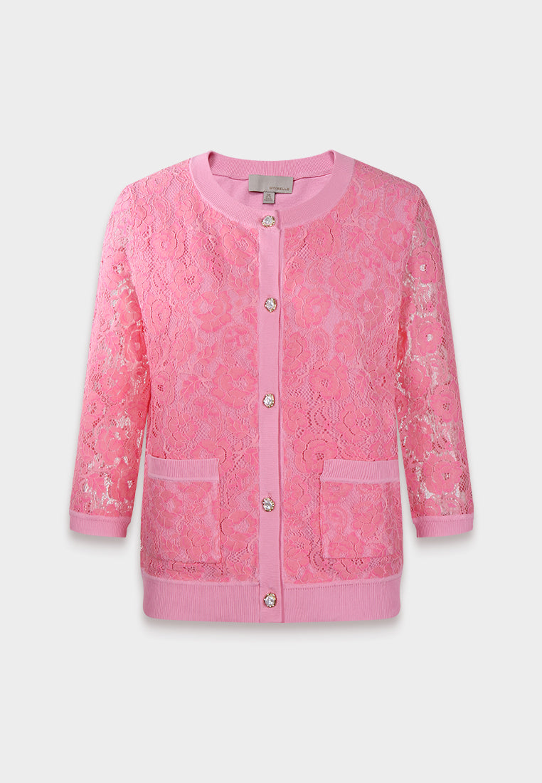 Blush Elegance Lace Cardigan