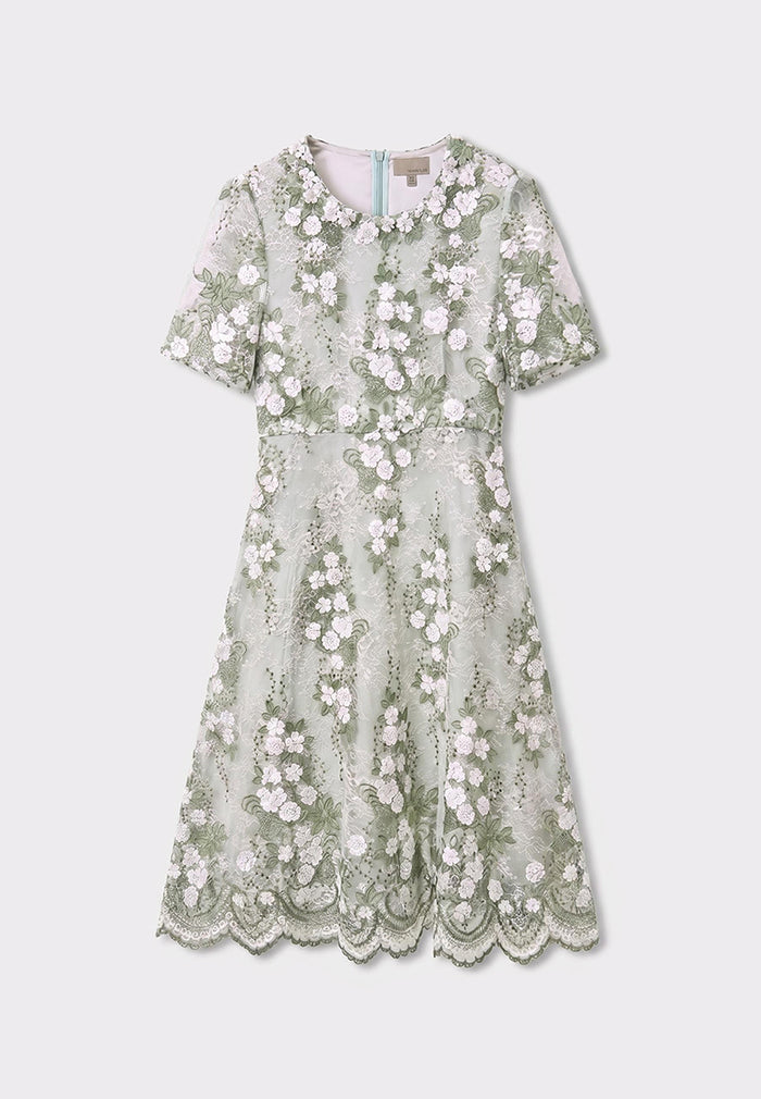 Vert Florale Sérénité Dress