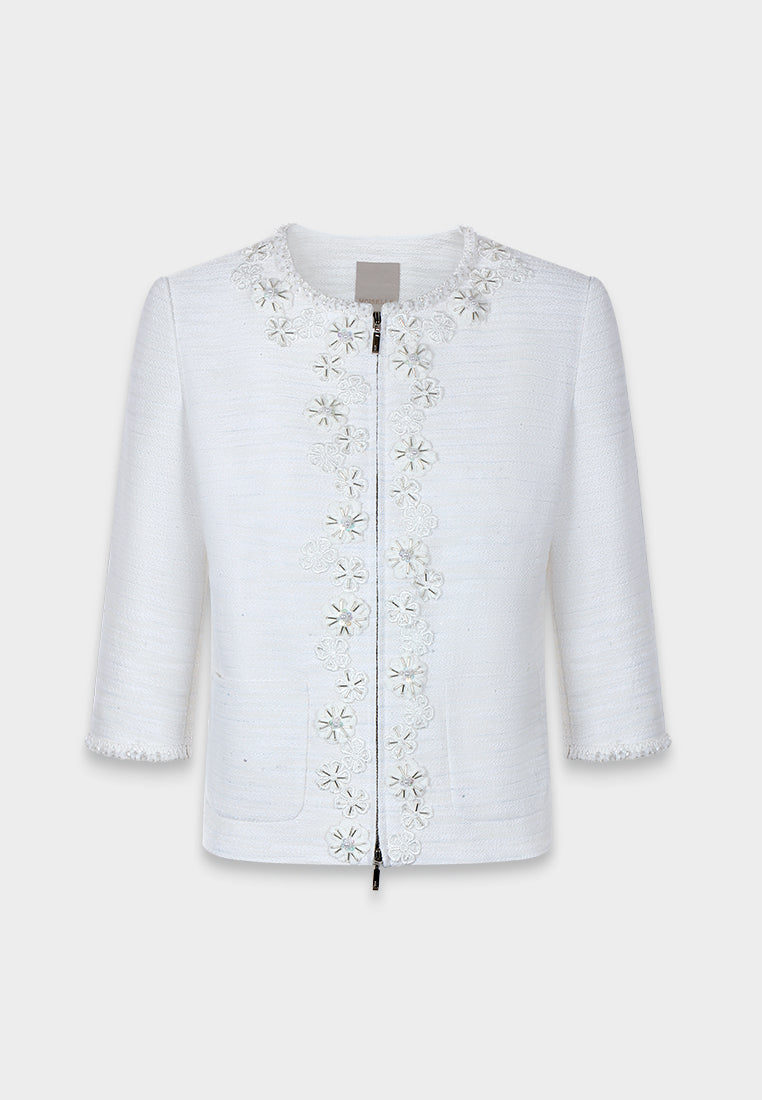 Ivory Peony Embellished Jacket