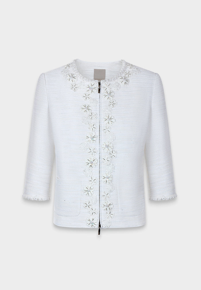 Ivory Peony Embellished Jacket
