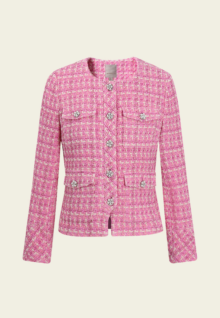 Embellished-button Tweed Cropped Jacket
