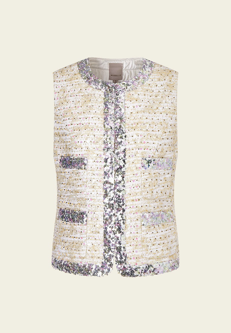 Luxurious Sequined Tweed Vest