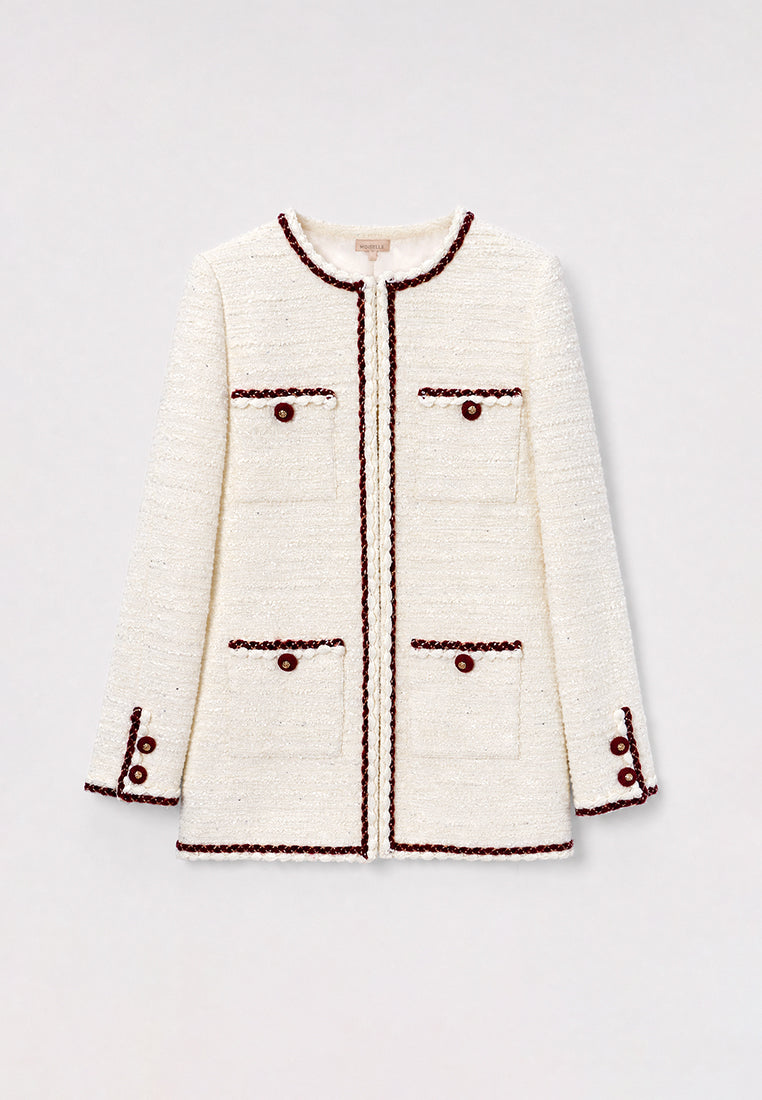 Crème Tweed Tresse Bordeaux Jacket