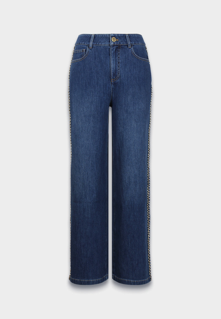 Indigo Frog Loop Trim Jeans