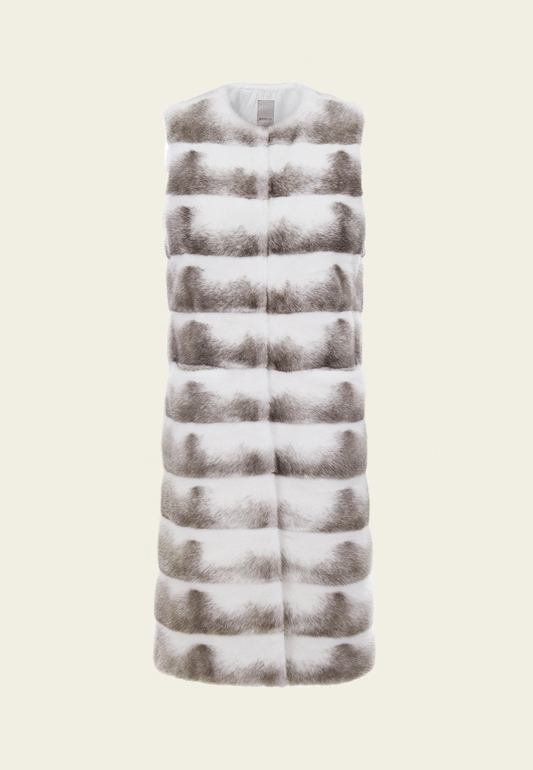 Ombré effect Panelled Fur Gilet